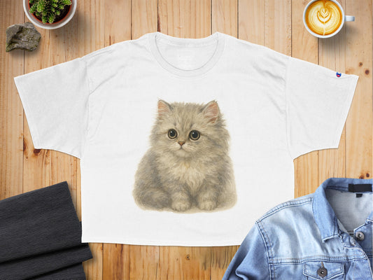 Adorable Fluffy Kitten Graphic Crop Tee product type