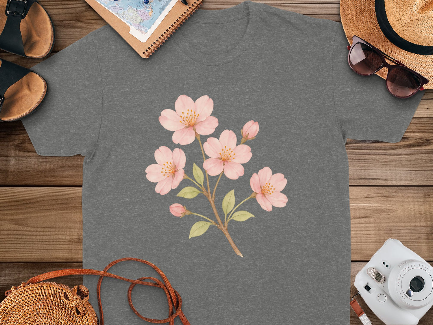 Beautiful Floral Art on Trendy Charcoal Shirt product type