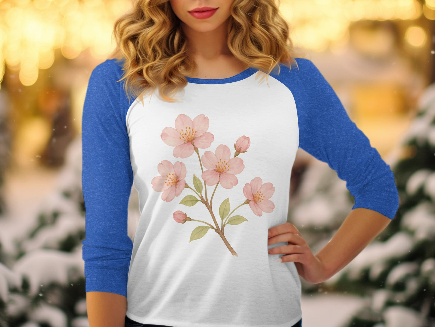 Floral Print Blue Sleeve Graphic Shirt product
