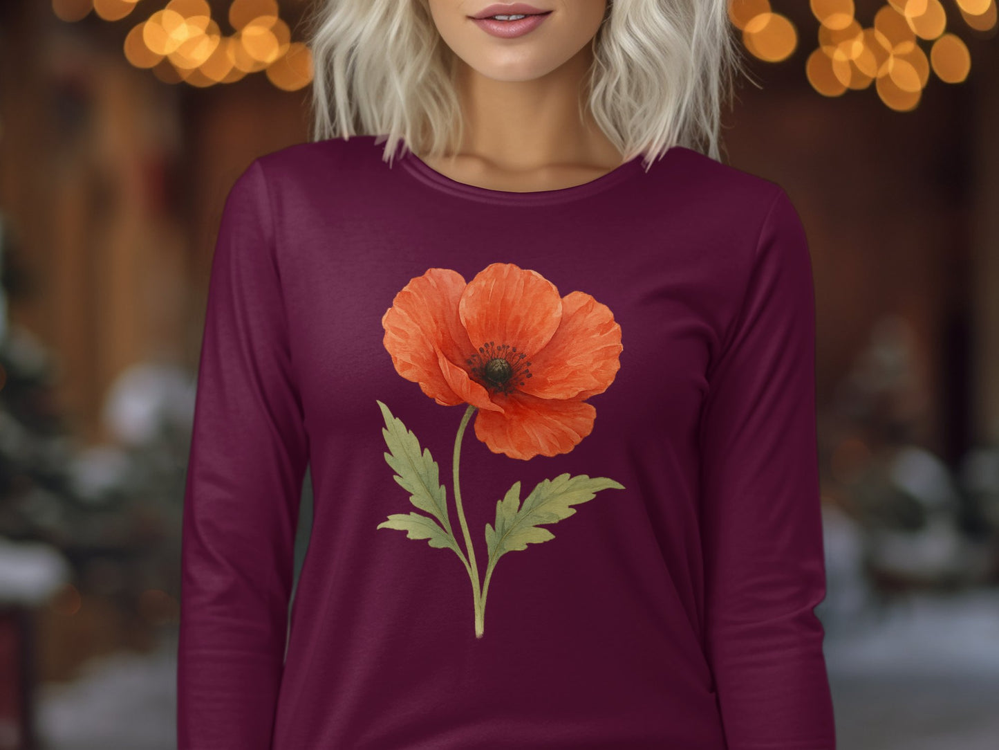 Vibrant Long Sleeve Shirt With Red Flower Print product
