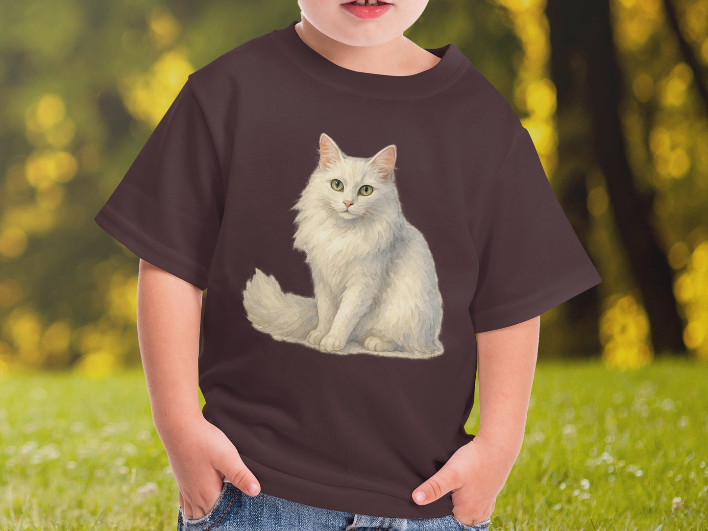 Cute White Cat Design on Kids T-Shirt product type
