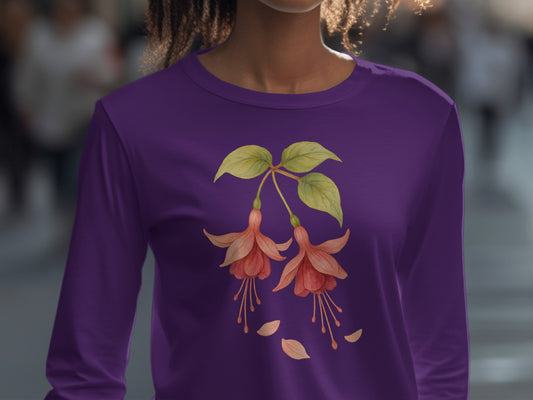 Floral Illustration Purple Long Sleeve Shirt product type