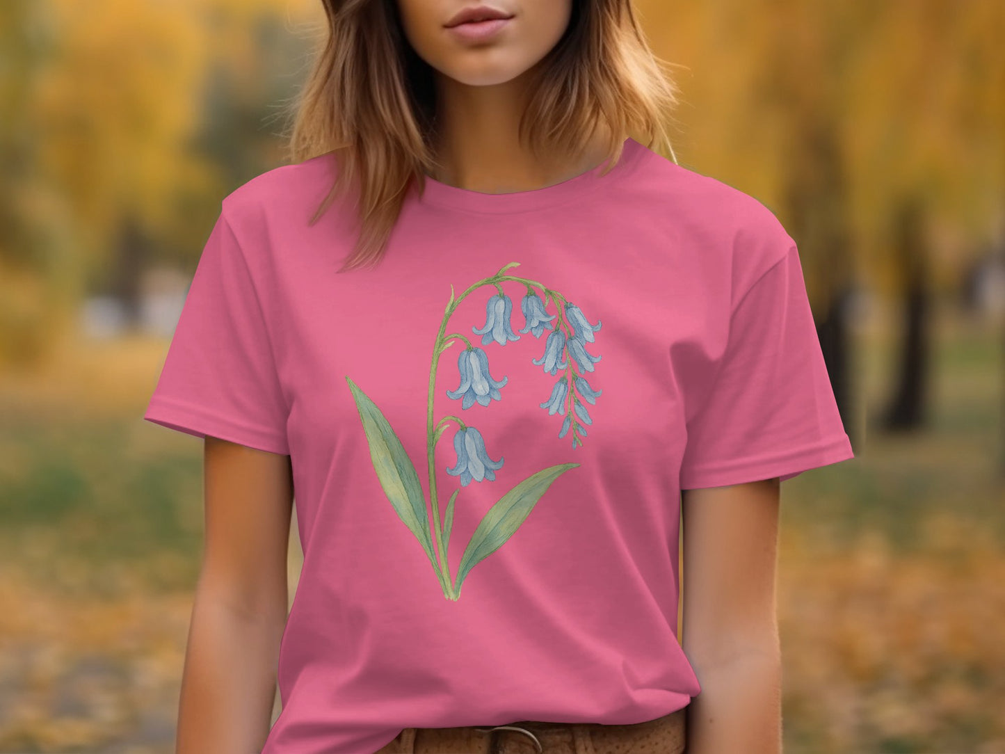 Beautiful Pink Tee with Lovely Bluebell Design product type