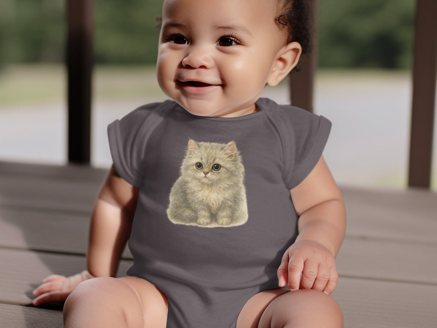 Adorable Baby Bodysuit with Cute Kitten Print product type