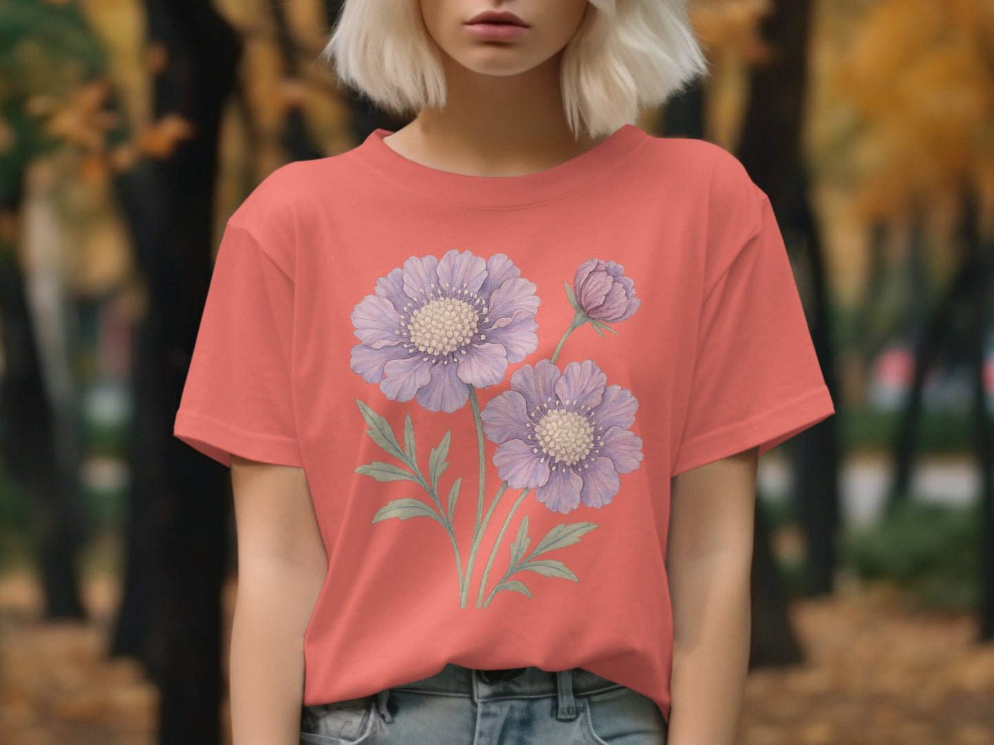 Floral Graphic Tee with Elegant Blooming Flowers product type