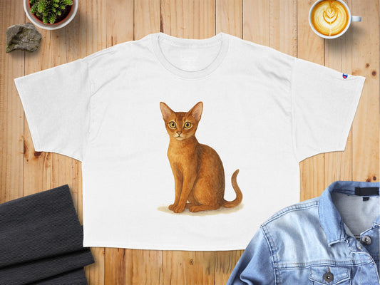 Cute Brown Cat Illustration Printed T-Shirt product