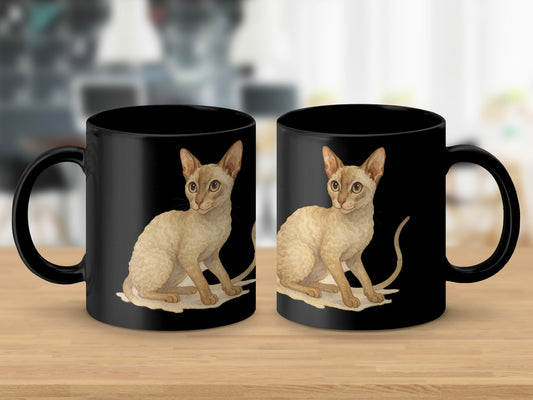 Adorable Cat Print Design on Black Mug product
