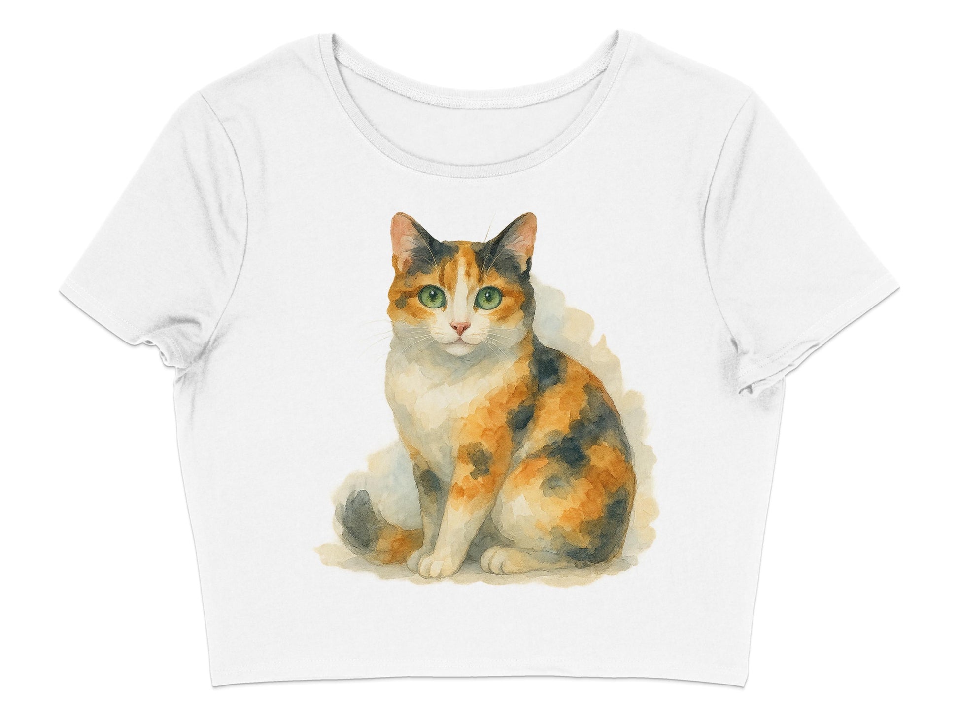 Calico Cat Watercolor Design on Crop Top product