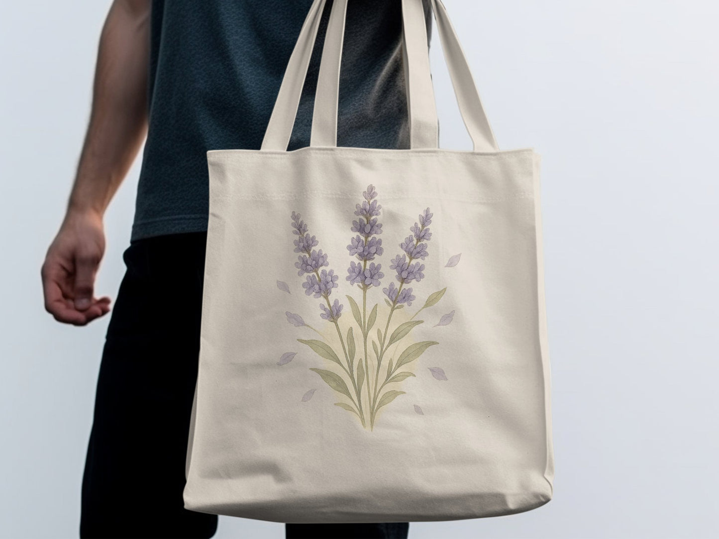 Lavender Floral Design Reusable Tote Bag product type