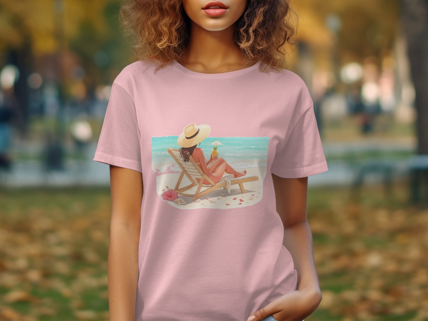 Relaxing Beach Chair Woman Illustration T-Shirt product type