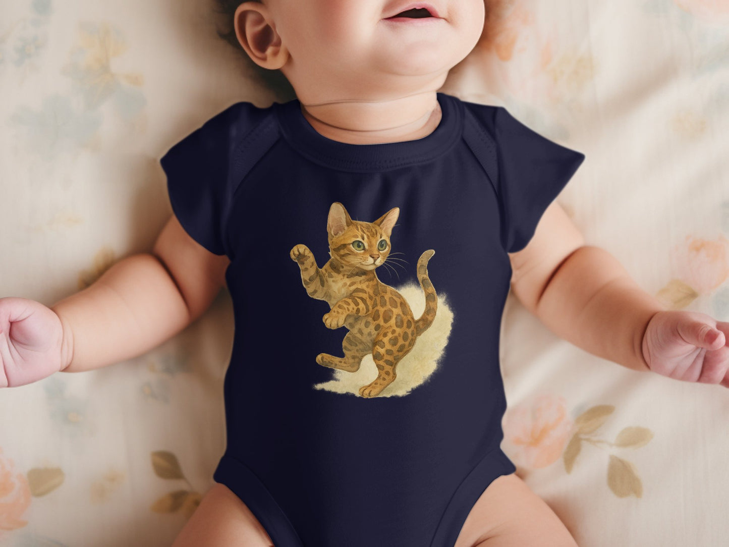 Adorable Kitten Print Baby Bodysuit for Infants product