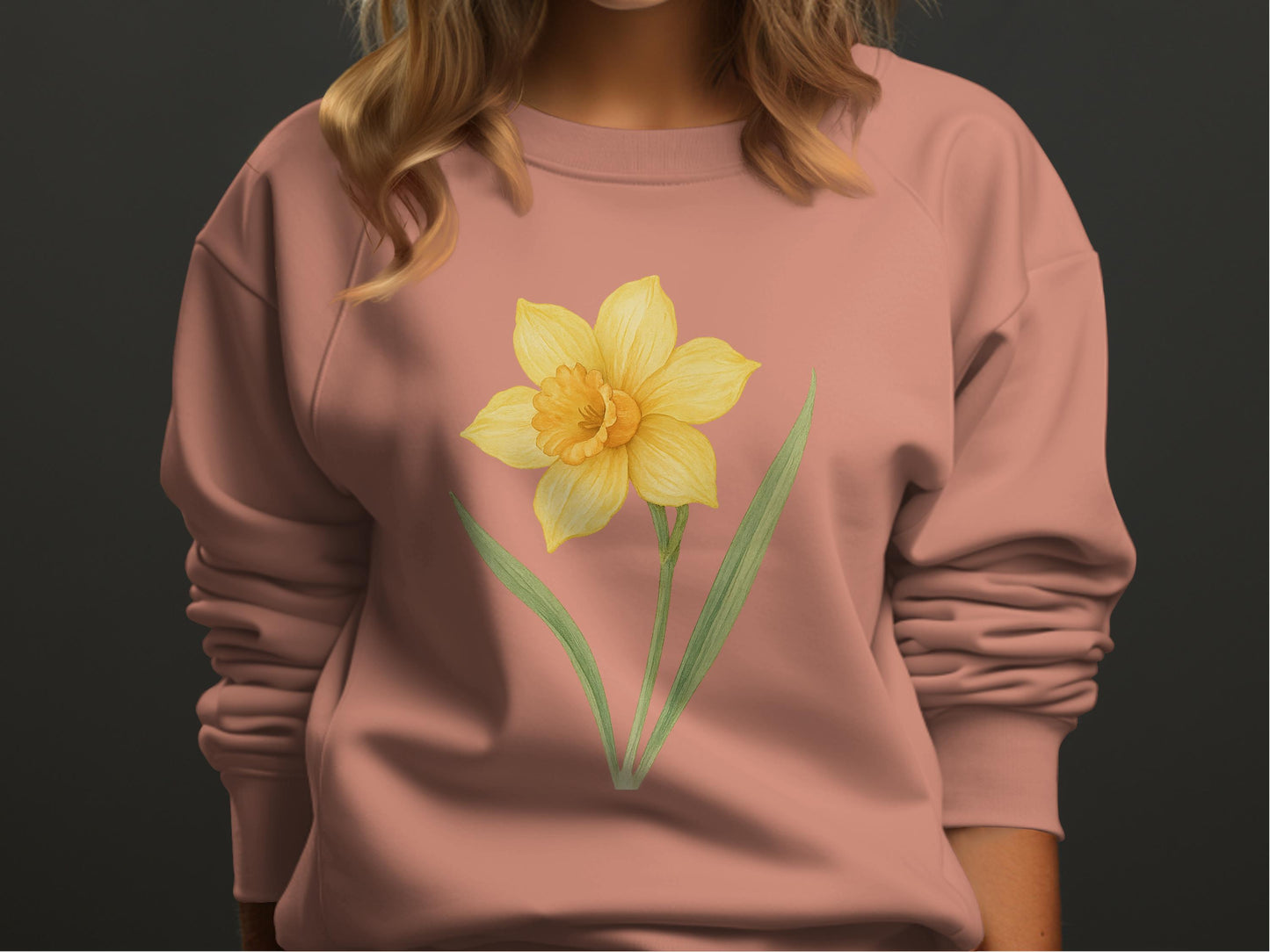 Beautiful Pink Sweatshirt with Daffodil Graphic product