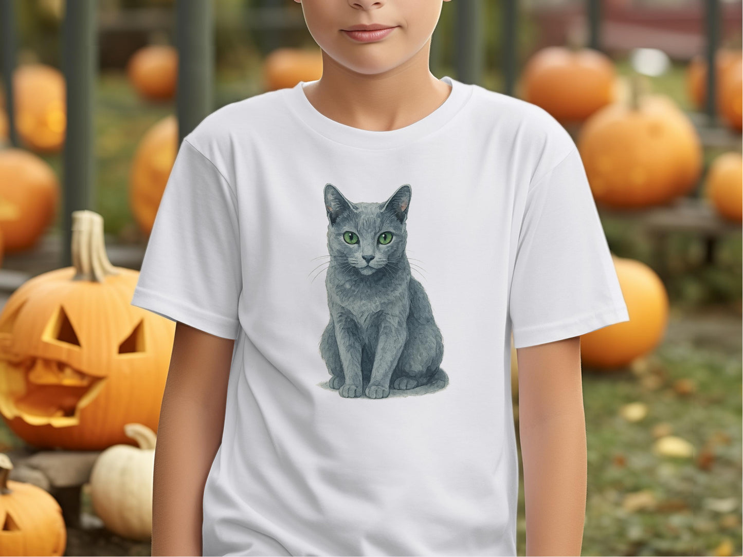 Cat Design with Pumpkin Background T-shirt product