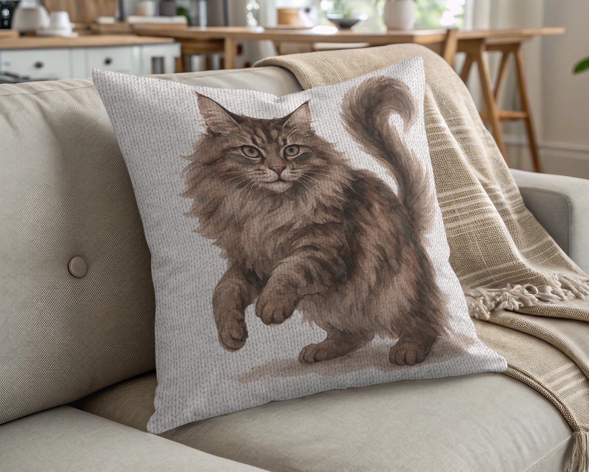 Realistic Cat Print Decorative Throw Pillow product