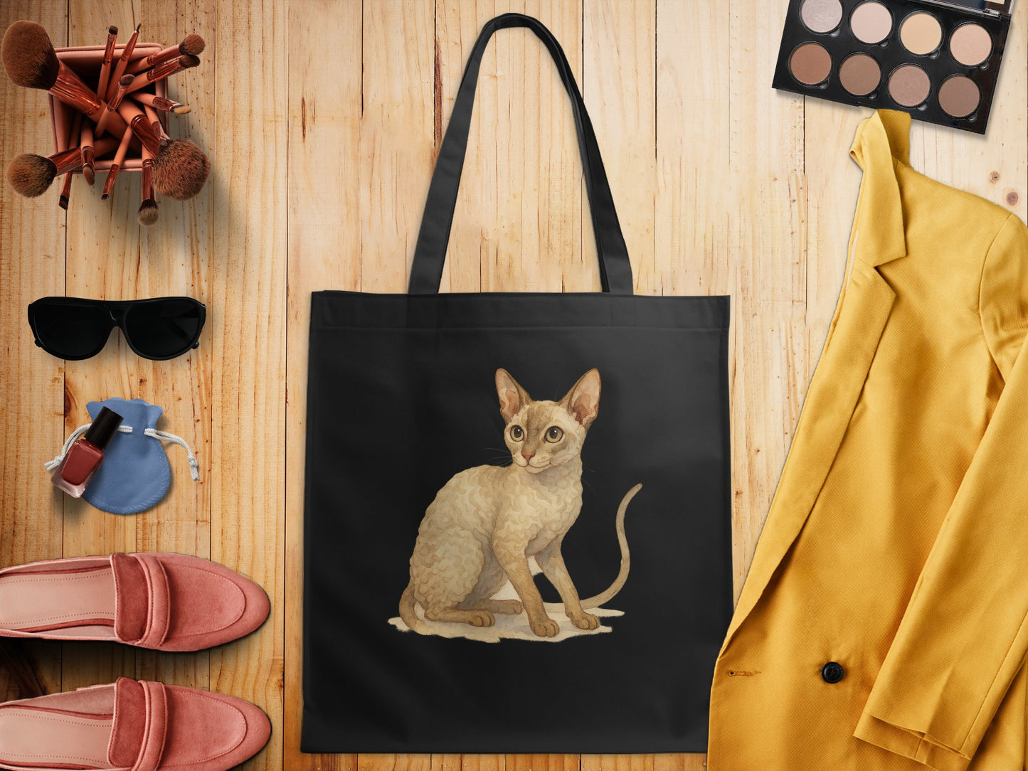 Fashionable Tote Bag with Cat Print Artistic product type