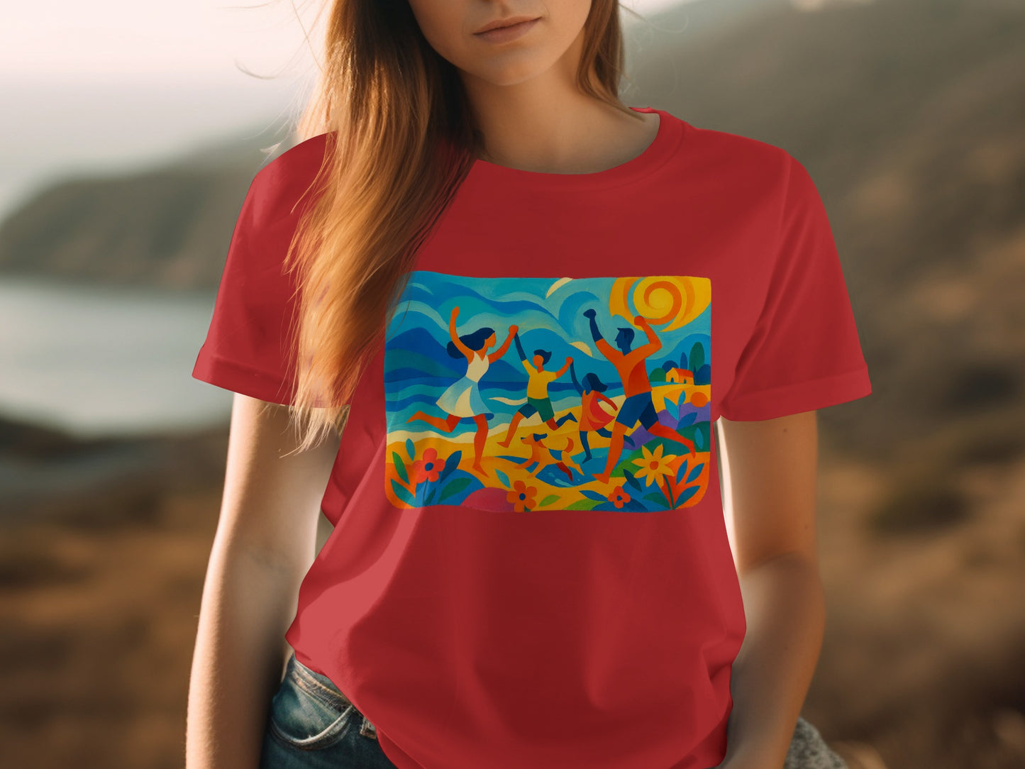 Vibrant Abstract Beach Scene Graphic T-shirt product