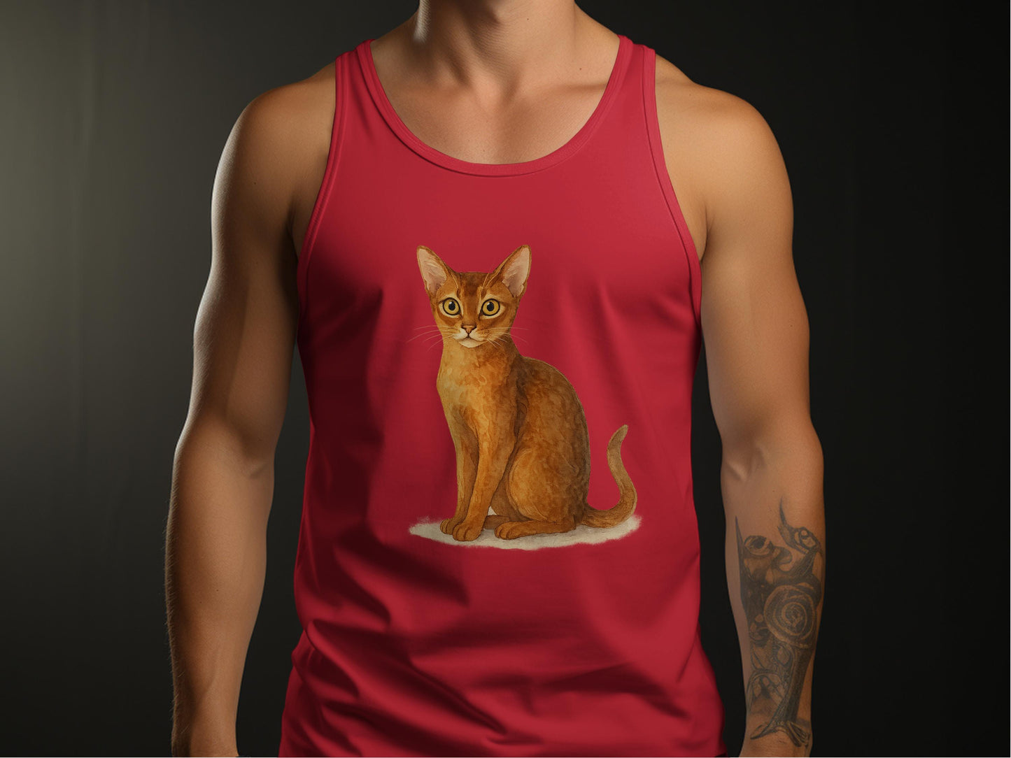Cute Cat Design on Red Sleeveless Tank product