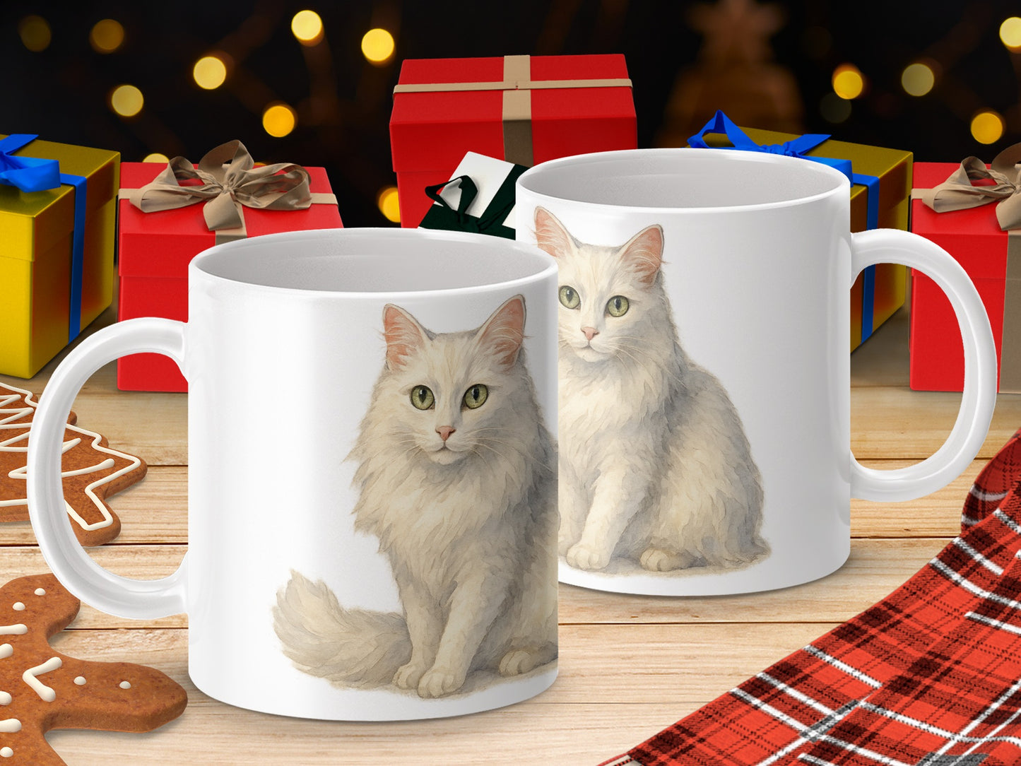 White Cat Artwork Holiday Ceramic Coffee Mug product type