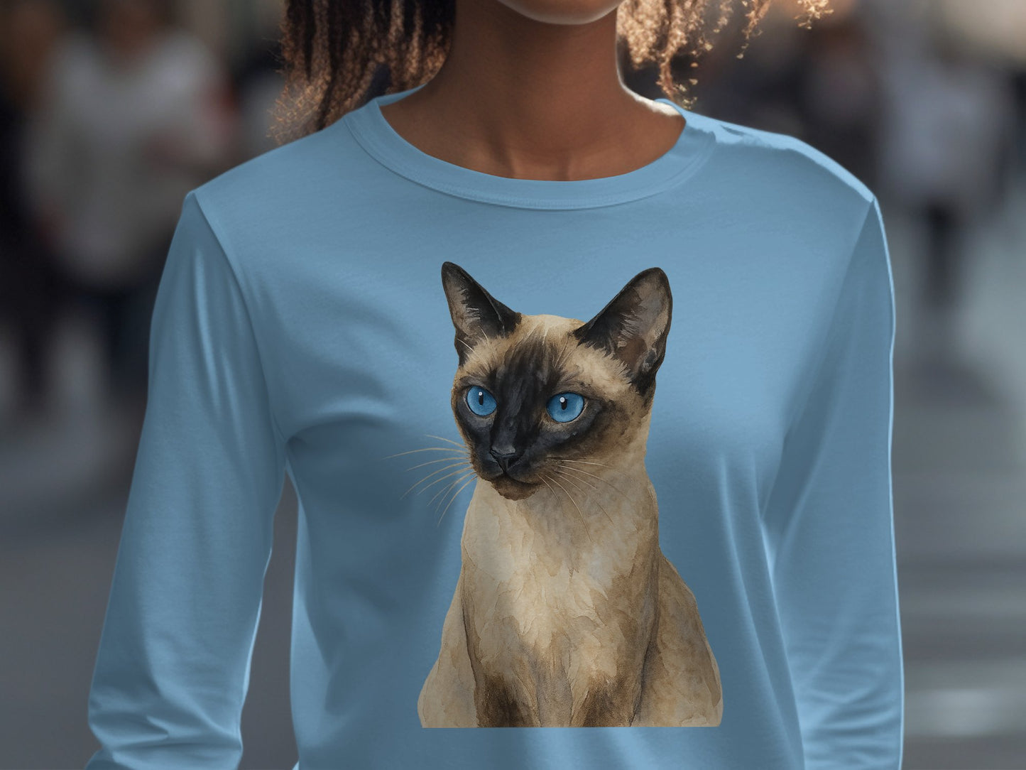Stunning Design with Siamese Cat on Blue Shirt product