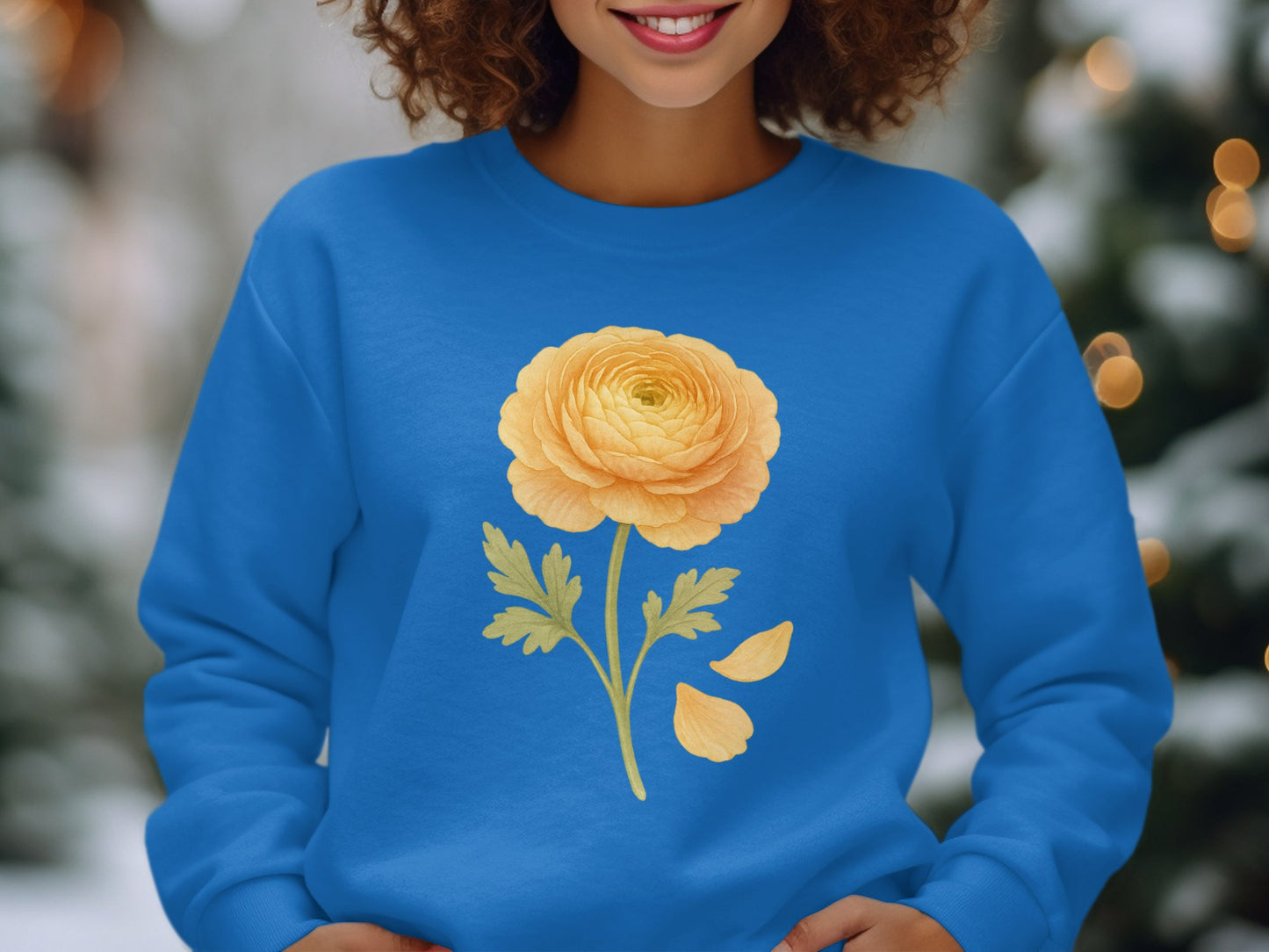 Vibrant Blue Sweatshirt with Yellow Flower Print product