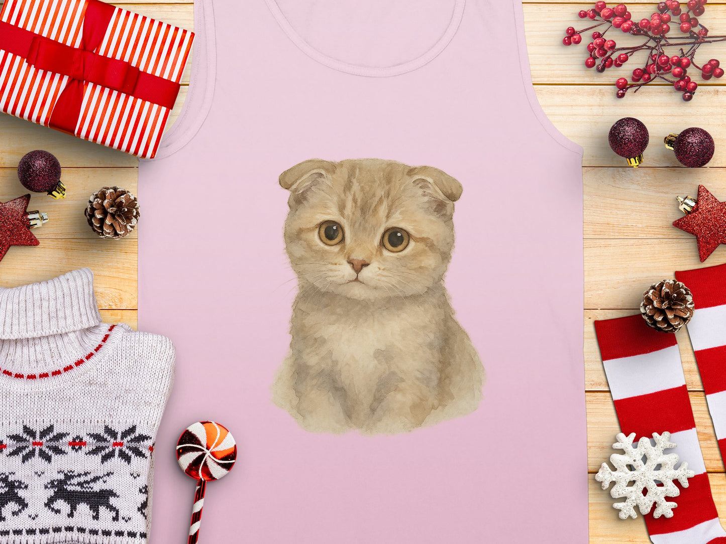 Adorable Kitten Design Pink Unisex Tank Top product type